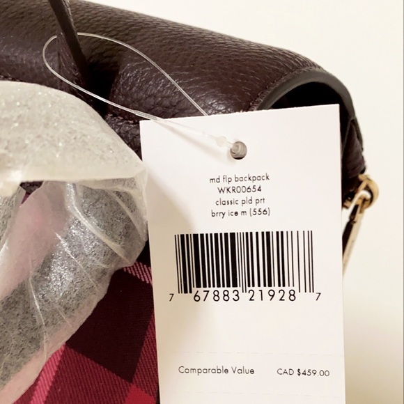 New💃Kate Spade leila plaid medium flap backpack - Picture 10 of 10